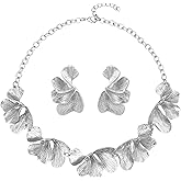 YBMYCM Chunky Gold Necklace Set for Women Vintage Floral Design Necklaces Statement Earring Irregular Choker for Party Wedding Prom Jewelry Set