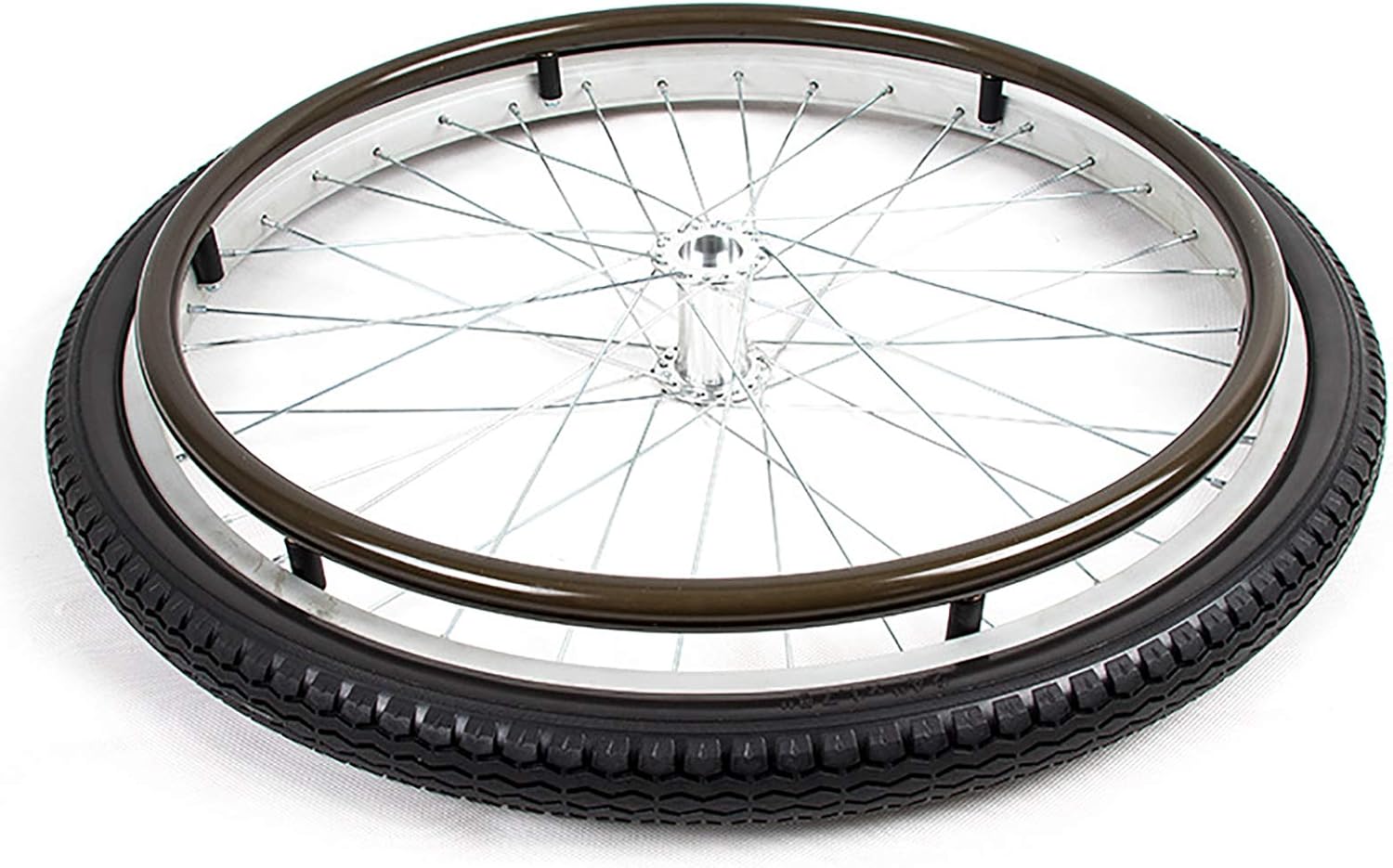 24inch Rear Caster Tires Wheels Assembly, Solid Rubber Walker Wheels Aluminum Handrim For Many Standard Wheelchairs/Electric Wheelchair 1 Pair: Kitchen & Dining