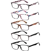 LADEESSE 5-Pack Reading Glasses for Women - Blue Light Blocking Readers for Computer Eye Strain Anti-Glare Men Womens Reader Eyeglasses/W Spring Hinge Bluelight Glass for Woman Eyes Protection(1.00)