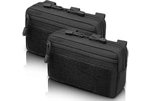VIIDOO 2 Pack 1000D Laser Cut Molle Pouches - Tactical Compact Water-Resistant Utility Admin Pouch for Vest Backpack Duty Belt Tactical Vests