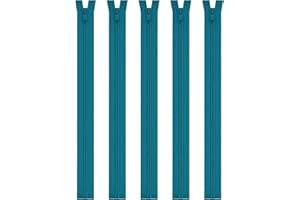 Mandala Crafts #5 Molded Tooth Teal Separating Zippers - 24 Inch Heavy Duty Plastic Zippers for Sewing Jackets, Coats, Bags, and Crafts