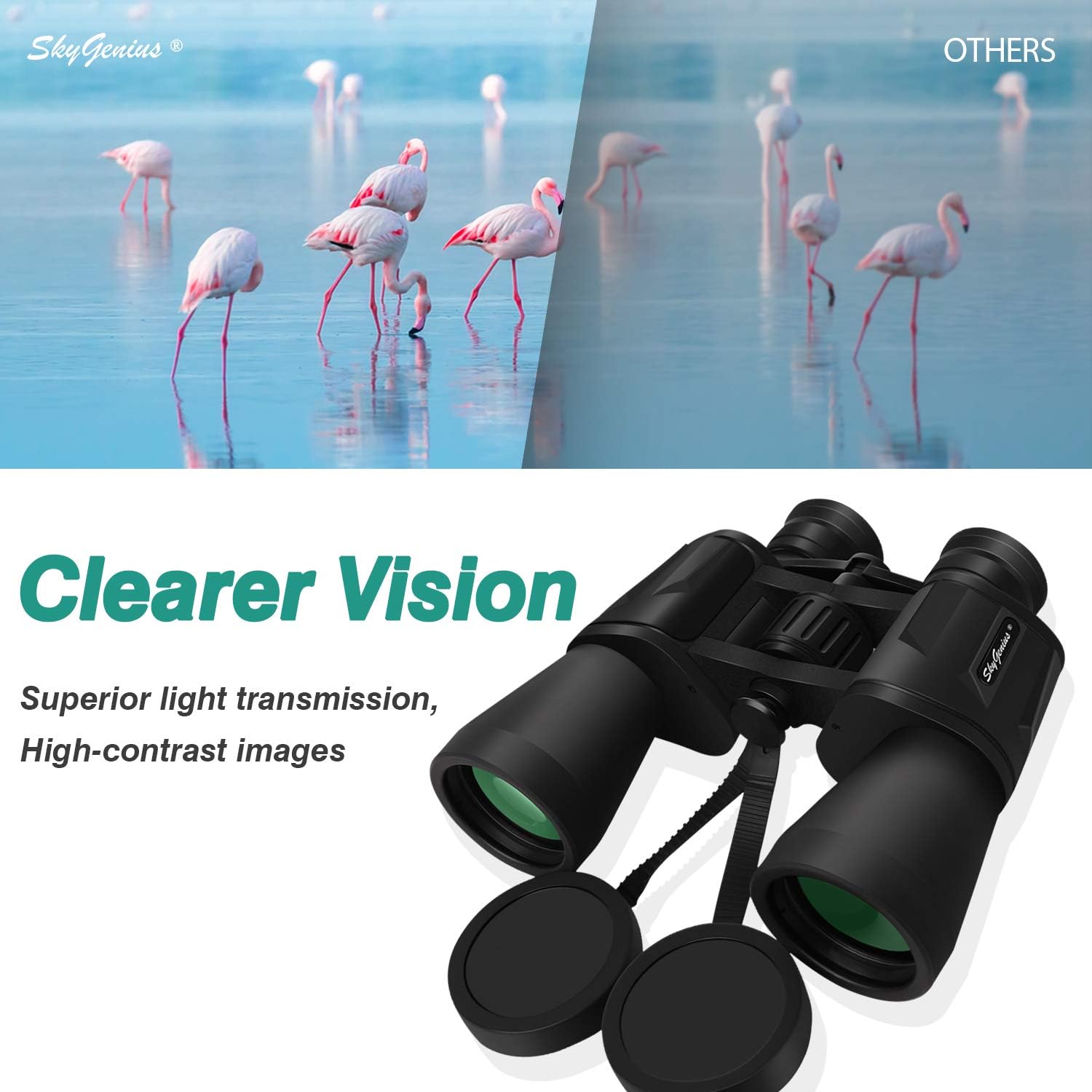 SkyGenius 10 x 50 Powerful Binoculars for Adults Durable Full-Size Clear Binoculars for Bird Watching Travel Sightseeing Hunting Wildlife Watching Outdoor Sports Games and Concerts : Camera & Photo