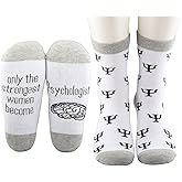 MBMSO 2 Pairs Psychology Socks Mental Health Gift for Psych Doctor - Only the Strongest Women Become Psychologists