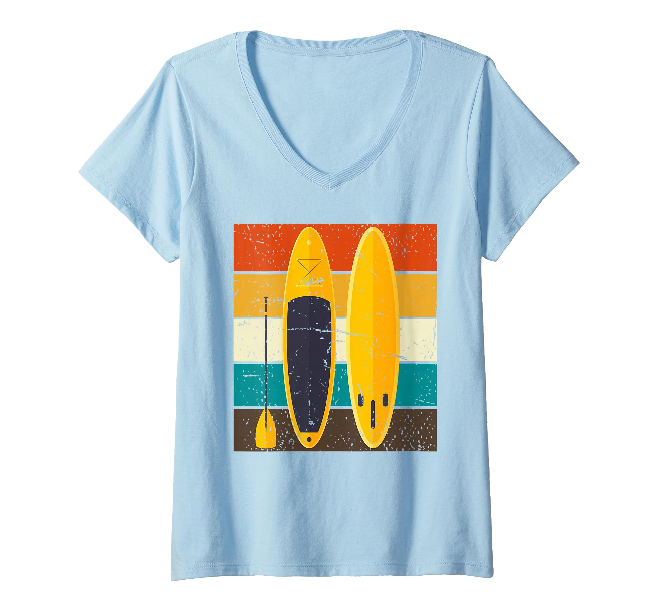 Womens Paddleboard Stand Up Paddling Paddleboarding Retro SUP V-Neck T-Shirt