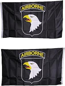 Ant Enterprises 3x5 Army Airborne 101st Heavy Duty Polyester Nylon 200D Double Sided Flag 3'x5' Banner Brass Grommets UV Resistant Premium Quality Double Stitched Canvas Header.