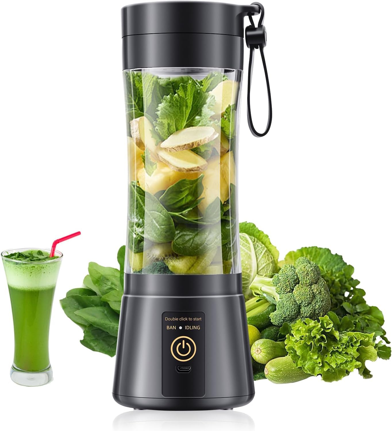 Photo 1 of Cordless Portable Personal Size Blender - USB Rechargeable Blender for Smoothies and Shakes, 6 Blades with 380Ml BPA Free Juice Cup, Freshly Squeezed for Picnic/Sprots