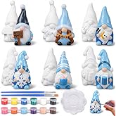 CroBlissful 6 Sets Paint Your Own Ceramic Gnome with Brushes,Winter | Unpainted Gnome Figurines Kit with 12 Color Paints Palette, Perfect for Adults DIY Seasonal Decor Party Craft Project