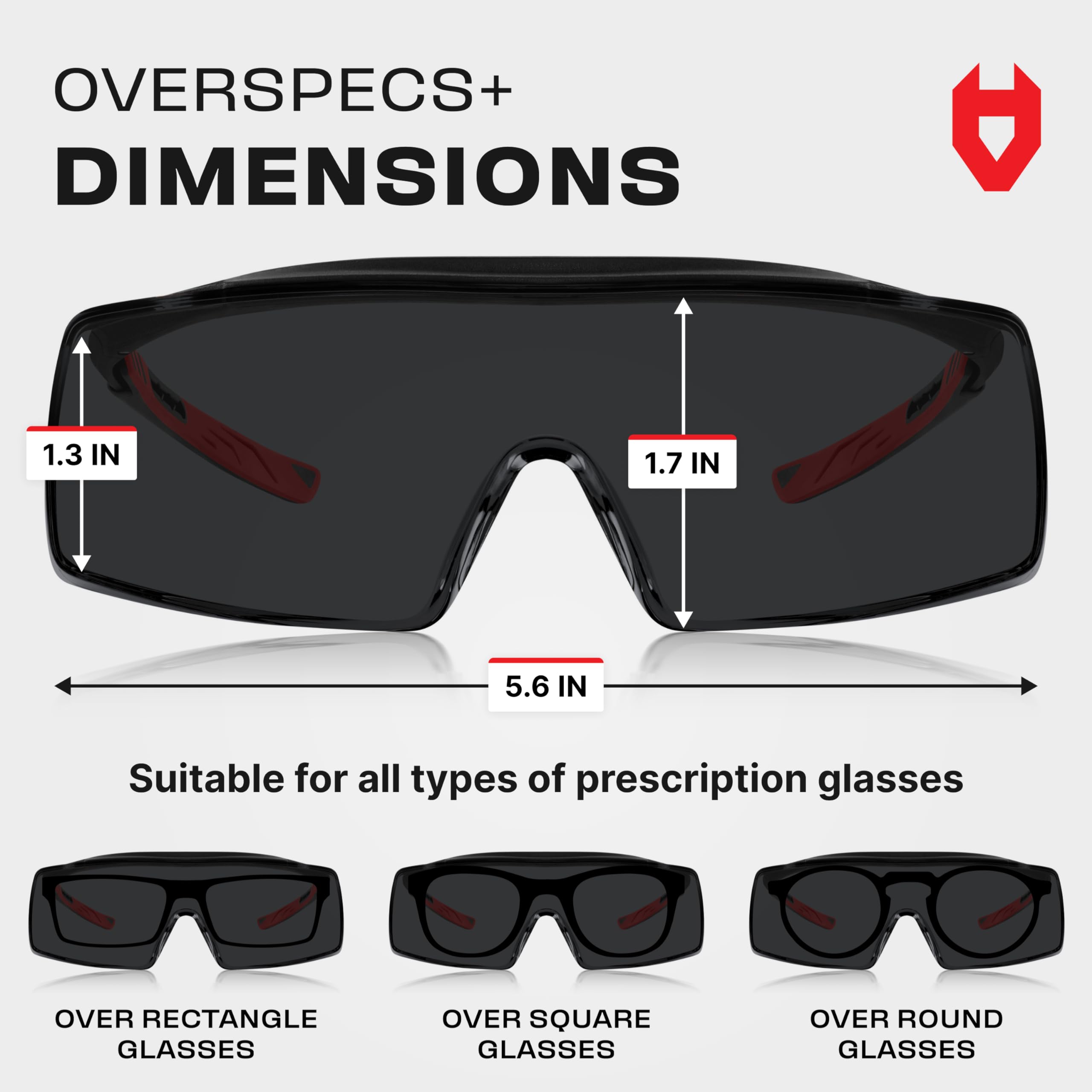 NoCry Tinted Safety Glasses Over Eyeglasses for Men and Women with Anti Scratch Wraparound Lenses — UV400 and ANSI Z87 Certified — Adjustable Temples with Anti-Slip Tips — Great for Shooting