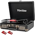 Record Player for Vinyl with Built-in Speakers Bluetooth Output,3 Speed Belt-Driven Phonograph Retro Turntable Player, Portable Vintage Suitcase LP Player USB Recording, Includes 2 Extra Stylus
