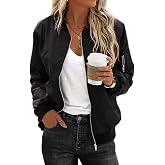 Zeagoo Women Bomber Jacket Casual Coats Spring Fall Clothes with Pockets | Zip Up Coat, Long Sleeve Casual Jackets, Lightweight Spring Outfits, Fashion Fall Clothes