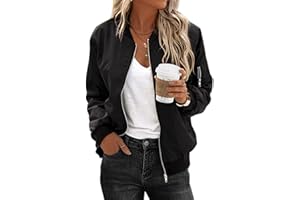 Zeagoo Women Bomber Jacket Lightweight Jacket Zip Up Coat Casual Bomber Jacket