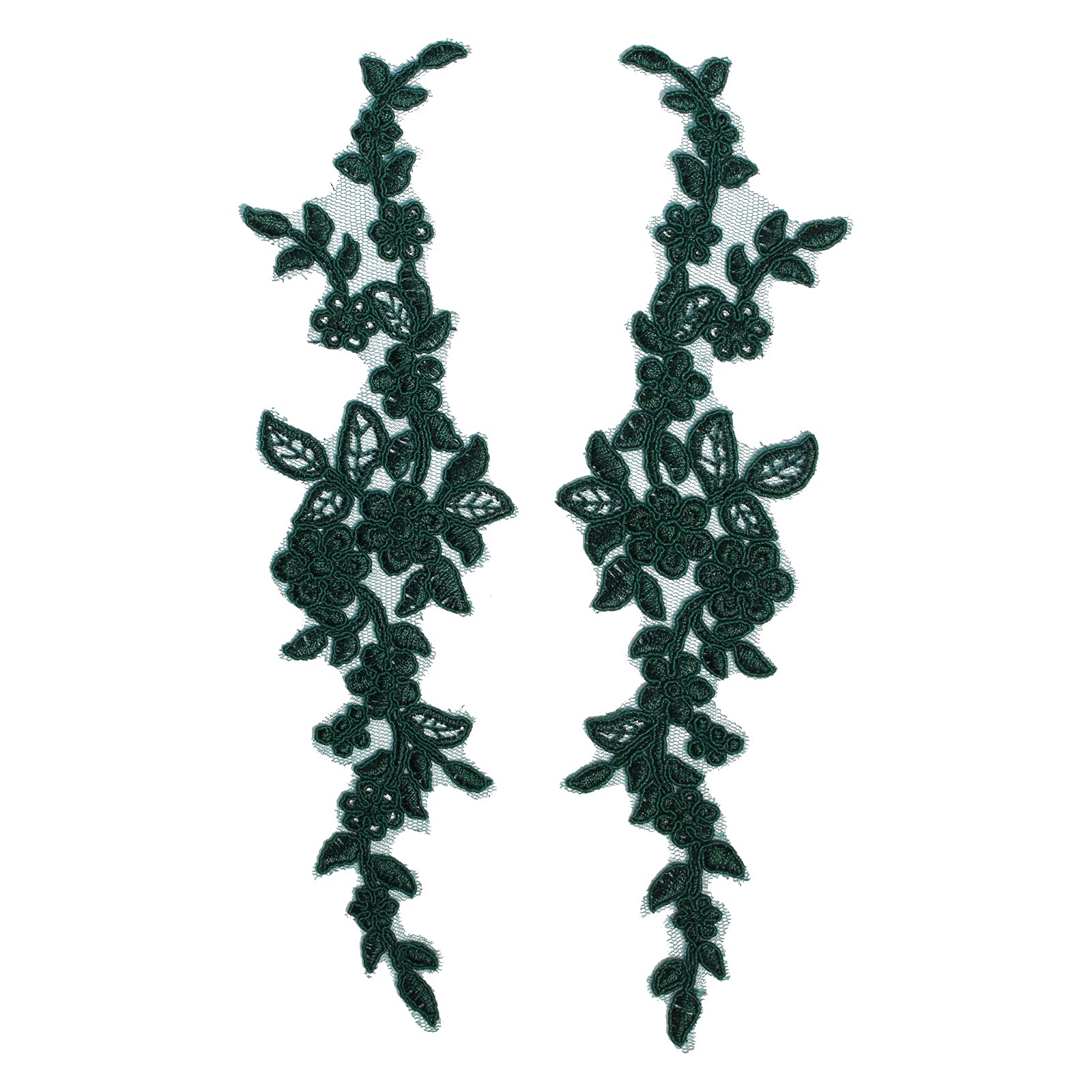 4 x Pieces Corded Lace Applique Wedding Motif Sew On #30 A (Emerald Green) — image 1