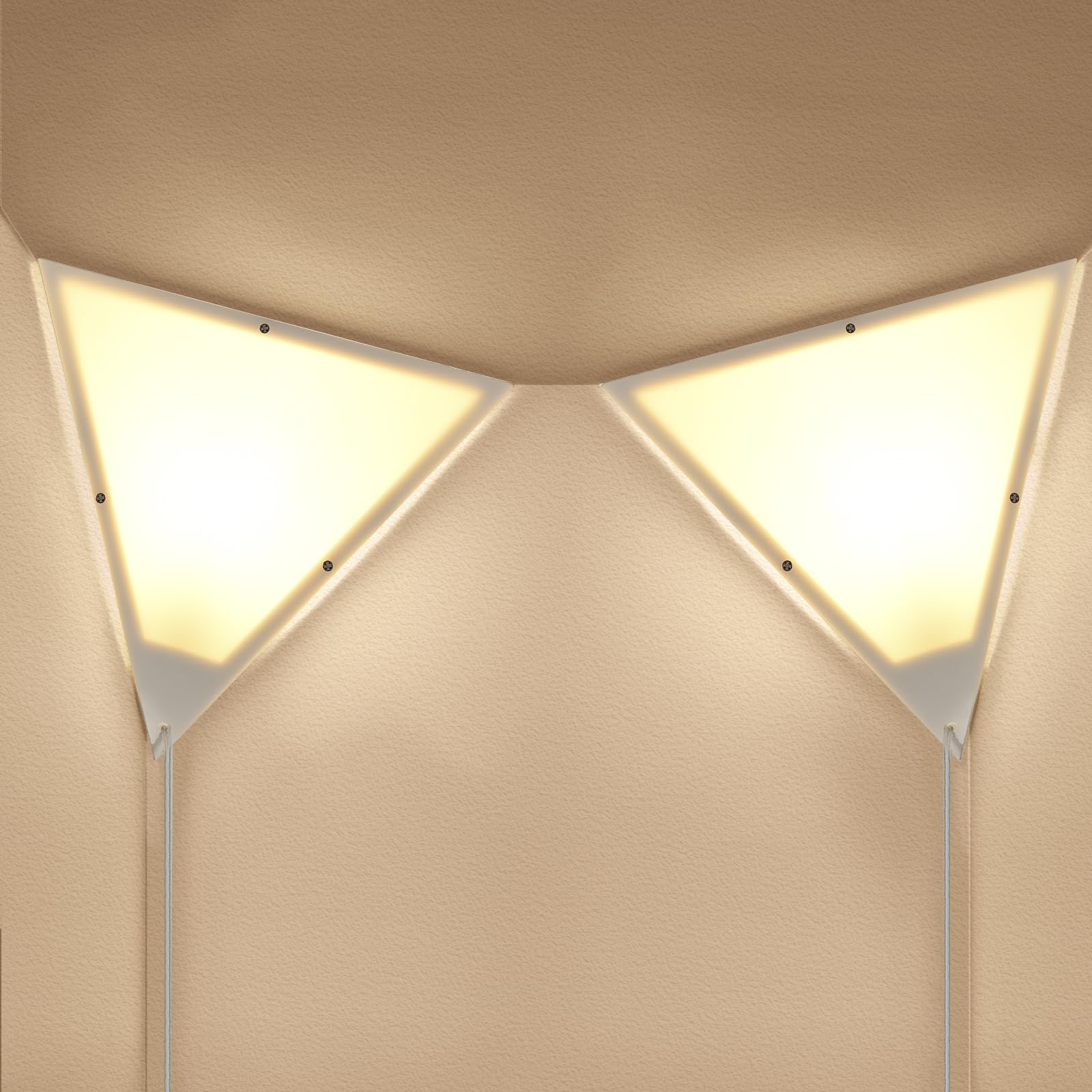 Photo 1 of Corner Lights for Living Room, Modern Corner Ceiling Light Fixture Triangle Wall Lamp 2 Pack Room Light with Plug-in White Cord for Bedroom Kids Room Apartment