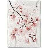 coedoaes Cherry Blossom Fleece Blanket - 50x60in Elegant Pink Flower Floral Branches Throw Blankets,Soft Cozy Lightweight, Ideal for Living Room Home Nature Decor and Kids Women Girls Spring Gifts