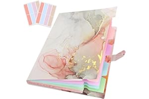 Expanding File Folder,5 Pocket Folders for Documents,Accordion Plastic File Organizer Letter A4 Size,Aesthetic Folder with La