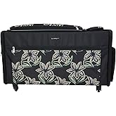 Everything Mary Jumbo Rolling Sewing Machine Case – Black Floral Organizer with 5 Heavy-Duty Wheels – Compatible with Large Brother & Singer Sewing Machines – Durable Tote