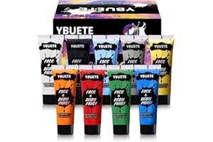 YBUETE 9 Colors Face Body Paint Set, Professional Paint Set for Halloween Cosplay Costume Party, Full-coverage Multi-Color Cream Makeup Blendable Set for Adults Halloween Cosplay SFX Makeup Paint