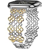 Tlselt Metal Bands Compatible with Apple Watch 38mm 40mm 41mm 42mm 44mm 45mm 46mm 49mm for Women, Lucky Clover Bracelets Dressy Stainless Steel Strap for iWatch Series 11 10 9 8 7 6 5 4 3 SE Ultra