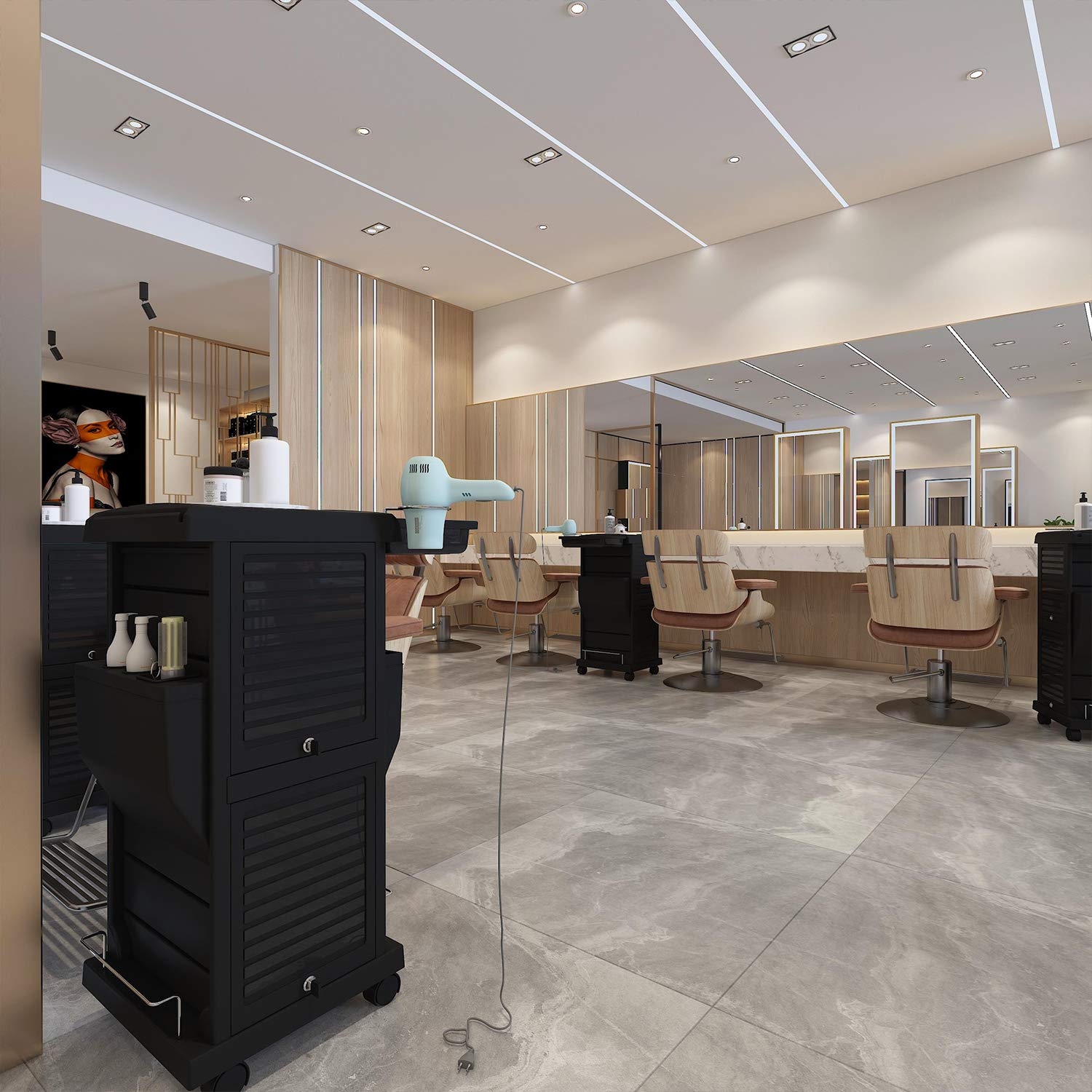 K-Salon Professional Locking Hair Salon Trolley Rolling Cart with 6 Drawer: Beauty