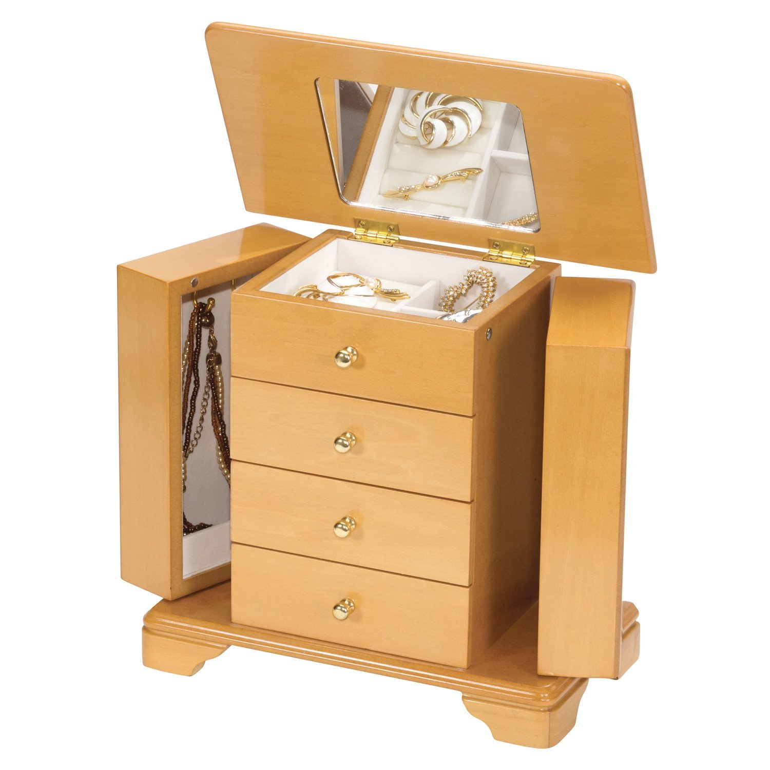 Mele Co Light Oak Wood Finish Champagne Rose Design Wardrobe