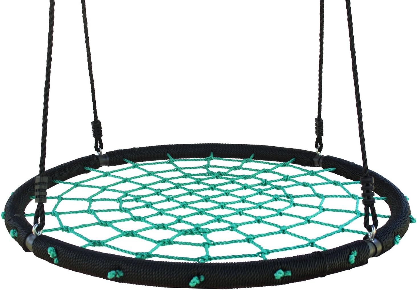 Movement God Spider Web Tree Swing with Adjustable Hanging Ropes - Extra Large 40" Diameter Kids Indoor/Outdoor Round Net Swing - Super Strong Holds 600 lbs (Green)