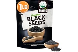 Berrilys Black Cumin Seeds – USDA Certified Organic Nigella Sativa – Kalonji for Baking, Seasoning, and Cooking Dishes – Nutrient-Packed Spice, Versatile Herb for Recipes and Meal Preparation – 16oz