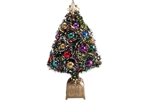 HOLIDAY PEAK Northwoods Greenery Fiber Optic Christmas Tree with Ball Ornaments, 32-in. Tall