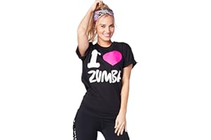 ZUMBA Activewear Fitness Unisex Workout Tops Comfy Athletic Sleeve Black Tee