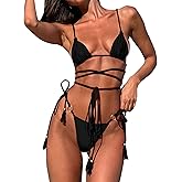 Women Sexy Criss Cross Wrap Micro Bikini 2 Piece Lace Up String Thong Swimsuit Bathing Suit