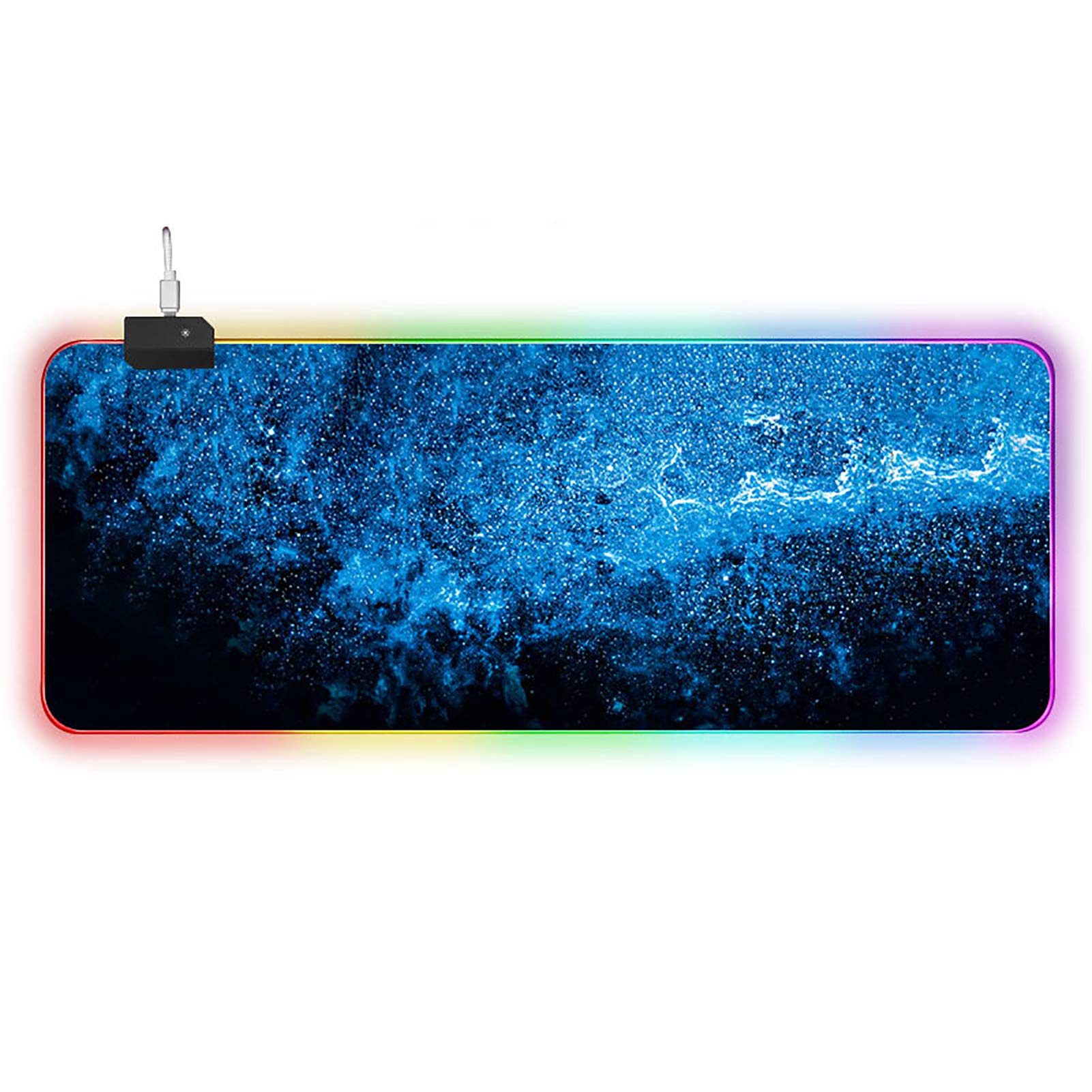U HOOME Extended Large RGB Mouse Pad Mat,14 RGB Colors Luminous Led Gaming Computer MacBook Keyboard Office Table Desk Mat Anti-Slip Rubber Base Laptop/PC, 800 * 300 * 4mm