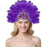 MAOFENG Women's Carnival Feather Headpieces Sequin Headdress for Wedding Masquerade Party Cosplay Feather Headbands
