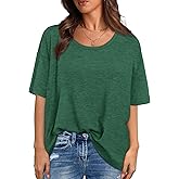 XIEERDUO Oversized T Shirts for Women Summer Short Sleeve Tops Loose Scook Neck