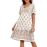udforsk Womens House Dress Floral Print Nightgown with Pockets Mumu Dress S-3XL