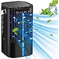 Portable Air Conditioners - Portable AC Small Personal Air Cooler Fan, Quiet Mini Mobile Cooling Fan with Handle,2/4H Timer 3 Speeds,Desk Air Conditioner with 7 Color for Home Office Car Work Outdoor