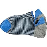 Marcoliani Milano Mens Invisible Touch No Show Pima Cotton Stripe Sneaker Socks