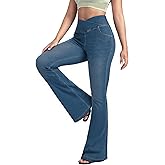 BlueRose Flare Jean for Women,Bell Bottom Jeans for Women Knit Crossover High Waisted Bootcut Jean
