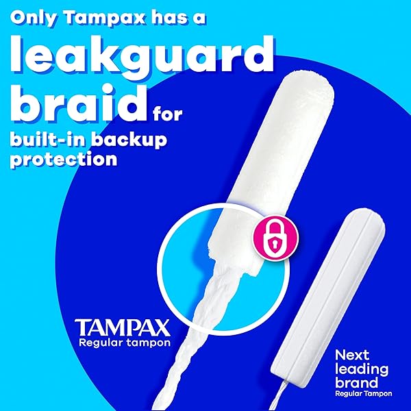 TAMPAX PEARL TAMPONS FOR WOMEN, WITH LEAKGUARD BRAID, ULTRA ABSORBENCY, UNSCENTED, 45 COUNT