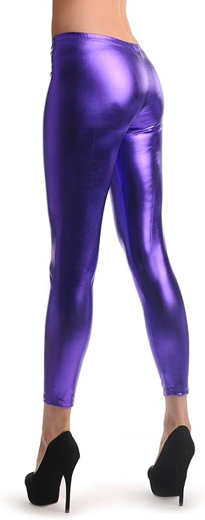 purple faux leather pants