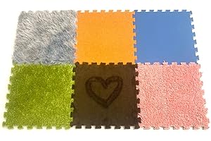 PLAYLEARN USA Playlearn Textured Sensory Tiles - 6pk 12" Sensory Mat Puzzle - Ideal Sensory Room Equipment