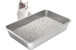 LIHONG Stainless Steel Cat Litter Box,Large Metal Litter Box for Small Large Cats Kitty Rabbits,No Smell,Non Stick,Easy to Clean(20" Lx14 Wx4 H,L)