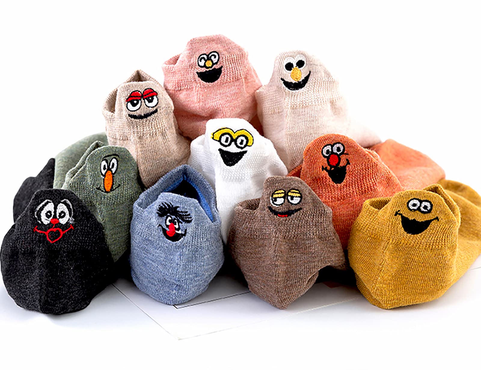 Women Cute Socks 10 Pairs Cotton Kawaii Embroidered Funny Low Cut Socks for Women Girls Ankle Socks