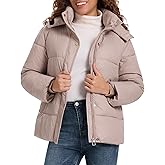 HOTIAN Women's Cropped Puffer Jackets Hooded Zip Up Winter Warm Quilted Coat Outerwear