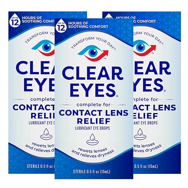 CLEAR EYES CONTACT LENS RELIEF EYE DROPS, 0.5 FL OZ, 3 PACK