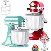 Ice Cream Maker Attachment for KitchenAid Stand Mixer, Compatible with 4.5/5QT & 6QT Stand Mixers, 2 Quart Frozen Kitchenaid