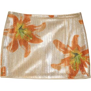 SOLY HUX Women's Sequin Floral Y2k Sparkly Low Rise Bodycon Mini Skirt | Summer, Boho, Vacation, Going Out Skirts