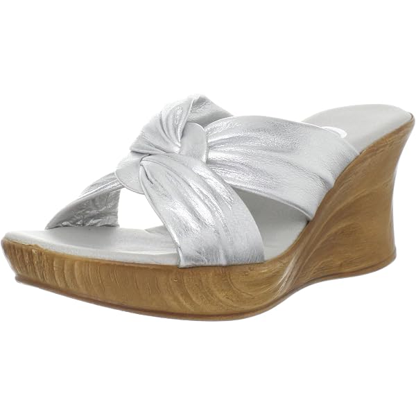 Onex Women's Puffy Wedge Sandals - Silver, Size 7, 2.75 Inch Heel, Leather Upper, Padded Footbed - View #6