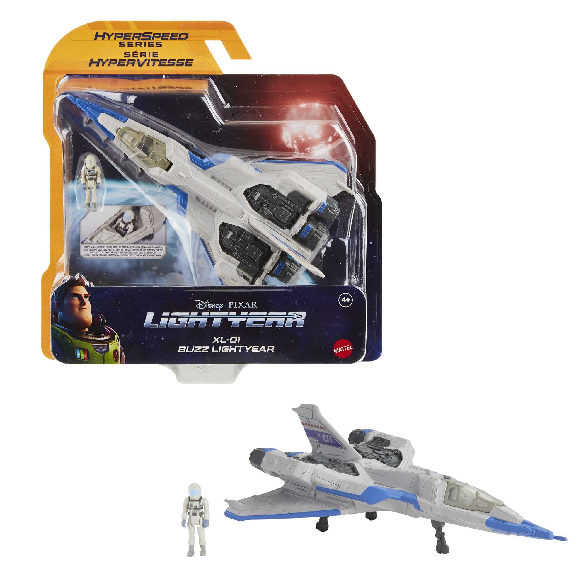 Buzz Lightyear Disney Pixar Lightyear Hyperspeed Series XL-01 Spaceship & Buzz Lightyear Figure, 7 Inch Long Vehicle & 1.25 Inch Figure, Toy 4 Years & Up, HHJ94