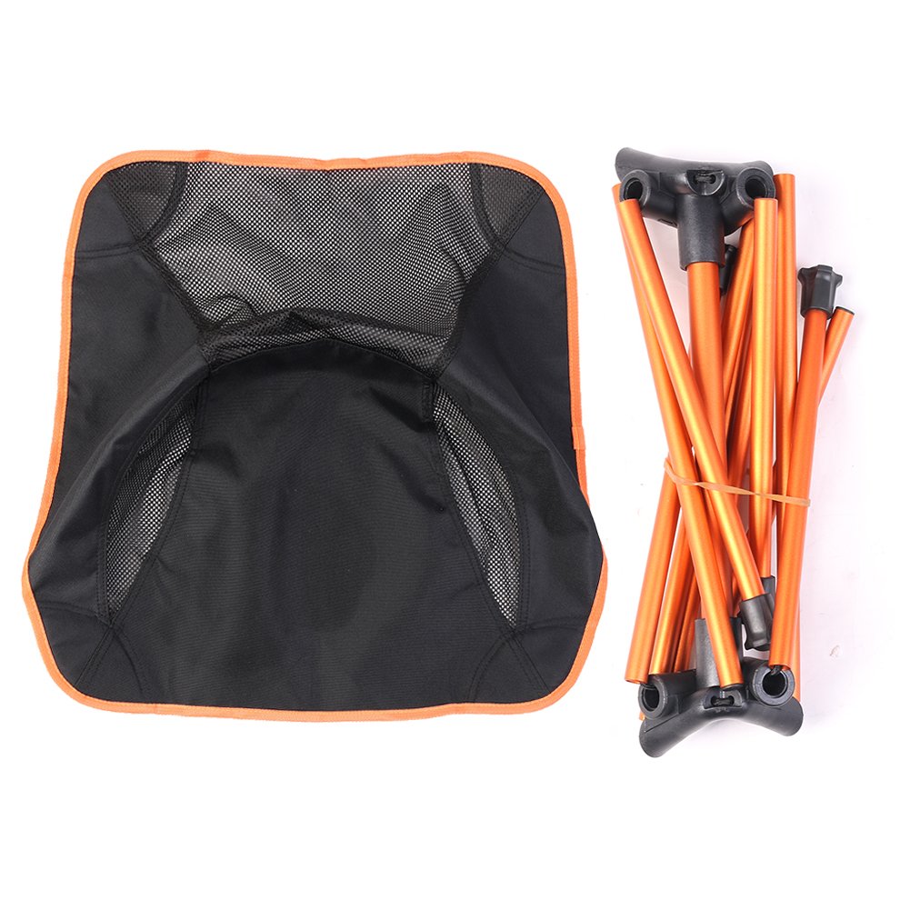 LUOLAX Portable Camping Backpacking Chairs, Folding Steel Chairs for Hiking Fishing Outdoor Bicycling BBQ Beach (Orange)