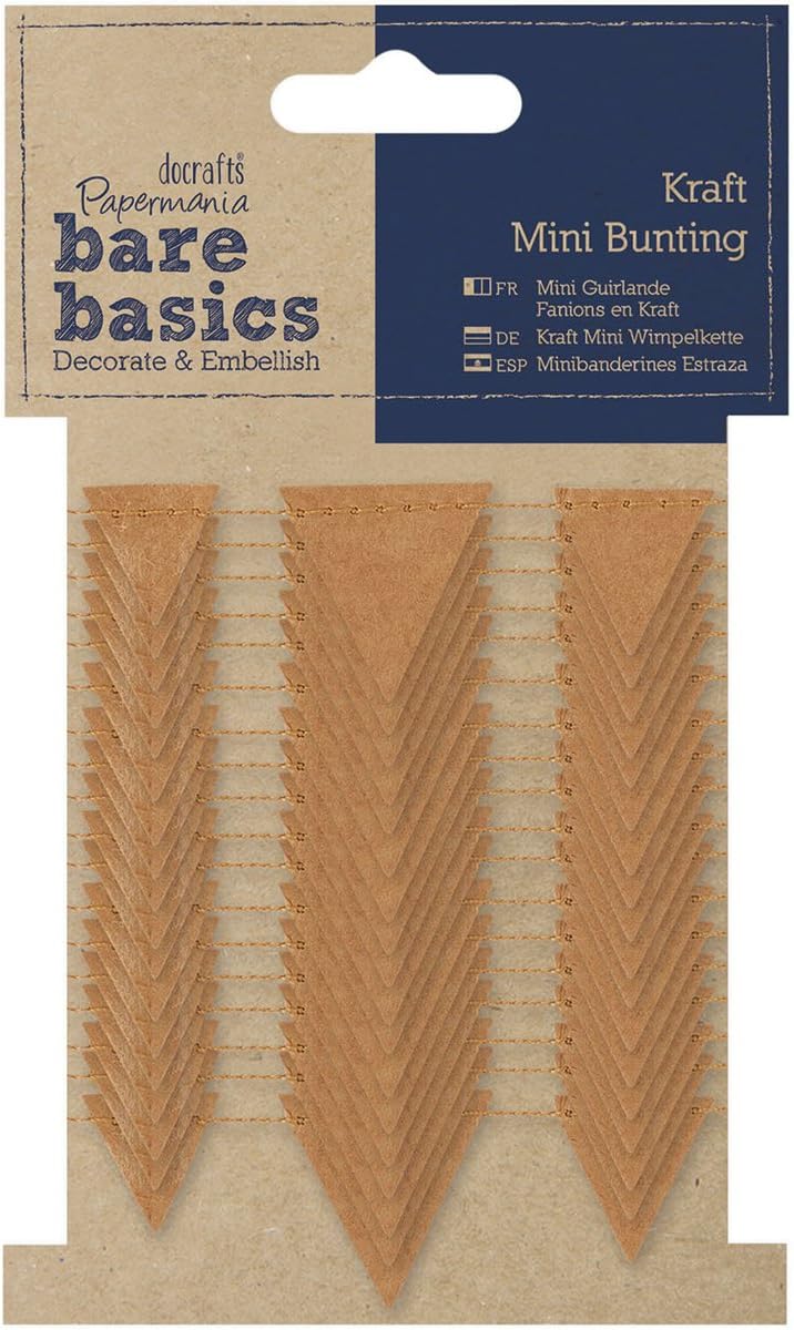 Papermania Bare Basics Kraft Mini Triangles Bunting, Brown