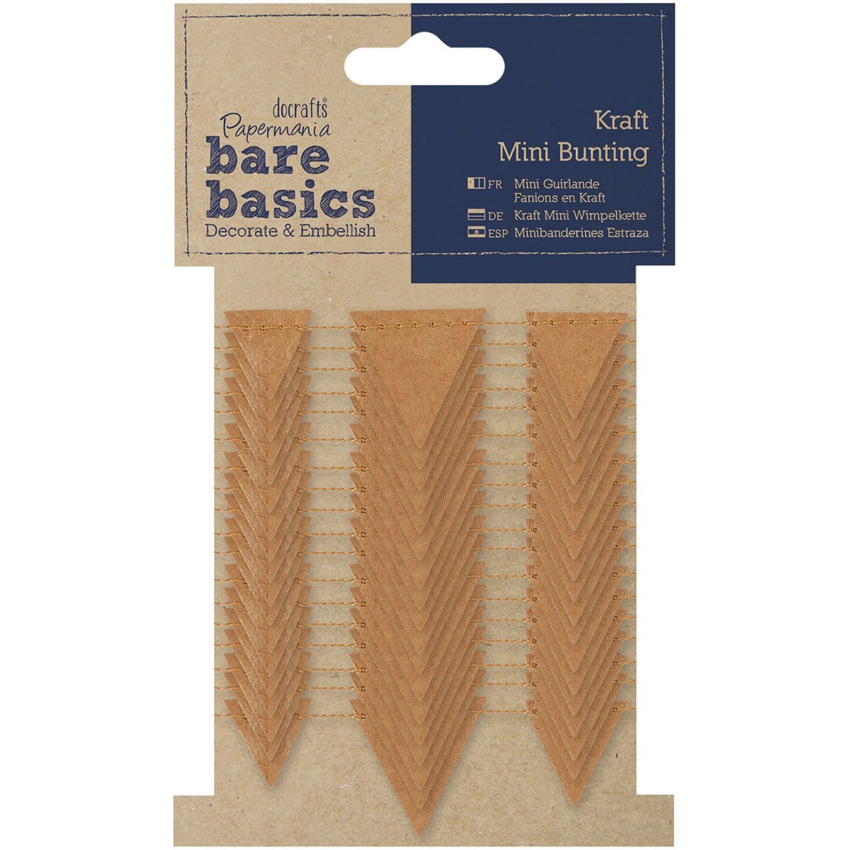 Papermania Bare Basics Kraft Mini Triangles Bunting, Brown